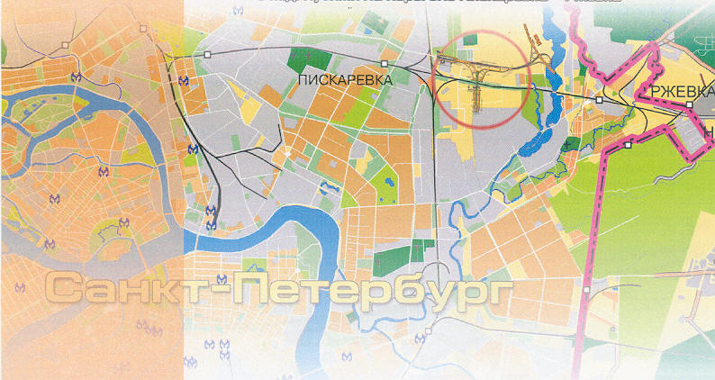 Местоположение развязки на карте С-Петербурга
