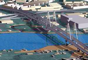 Трехмерная модель вантового моста через Неву